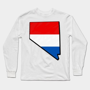 Red, White, and Blue Nevada Outline Long Sleeve T-Shirt